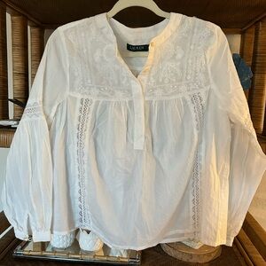 Ralph Lauren White Embroidered Blouse